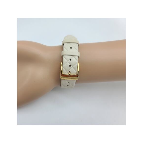 Citizens Eco-Drive Ladies Gold Wristwatch Quilted Beige Leather Strap FE6082-08P